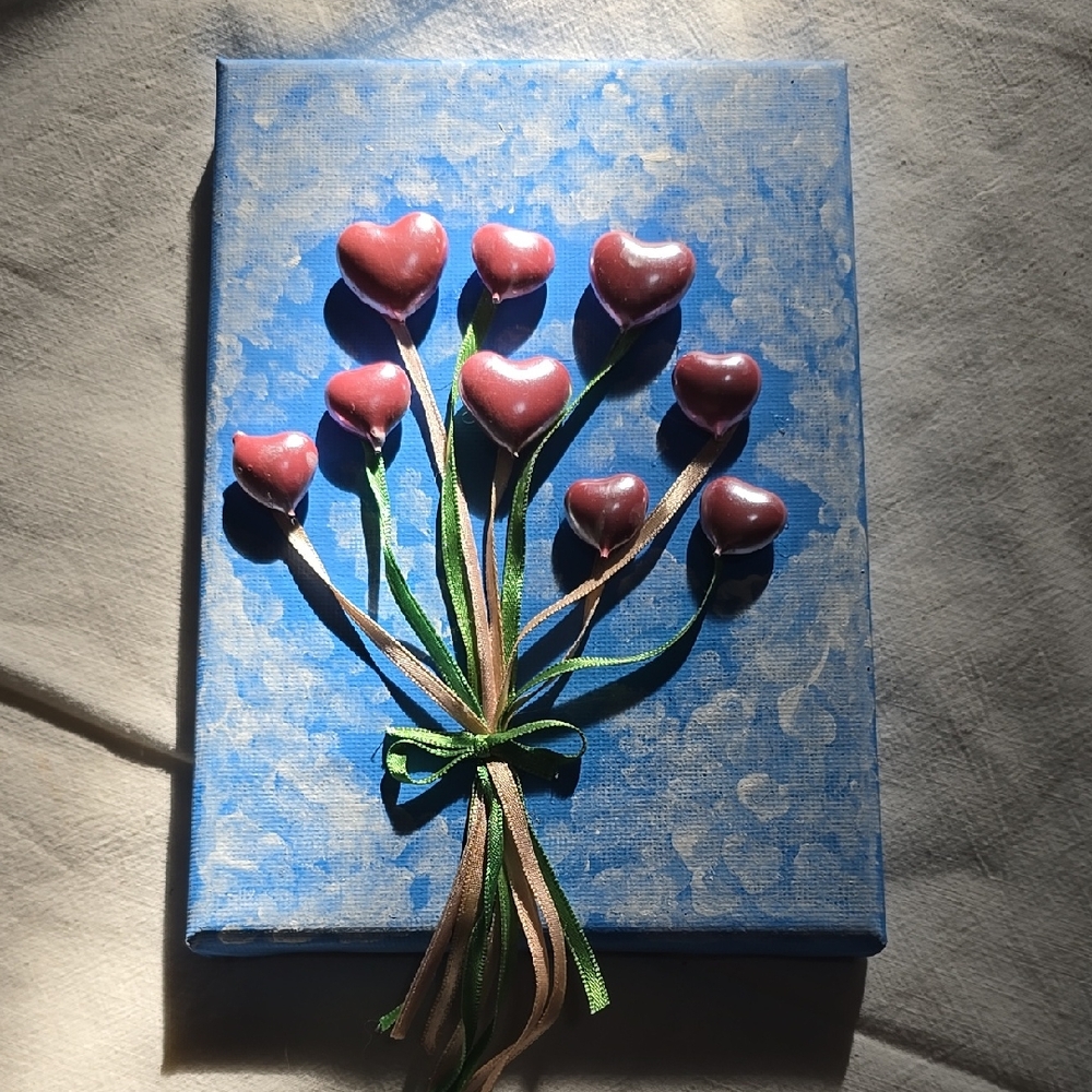 Handcrafted Heart Bouquet Canvas Art